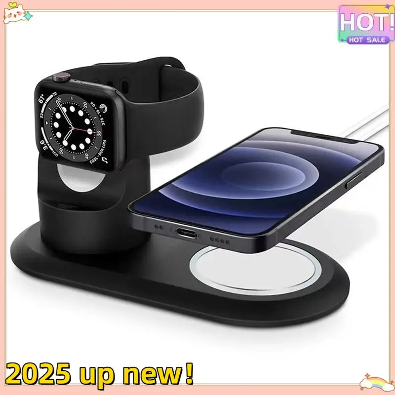 

Stylish-2In1 Charging Station Desktop Skin Charger Stand Holder Dock For Watch 10 9 7 6 3 1 Ultra 2/SE Iphone 14