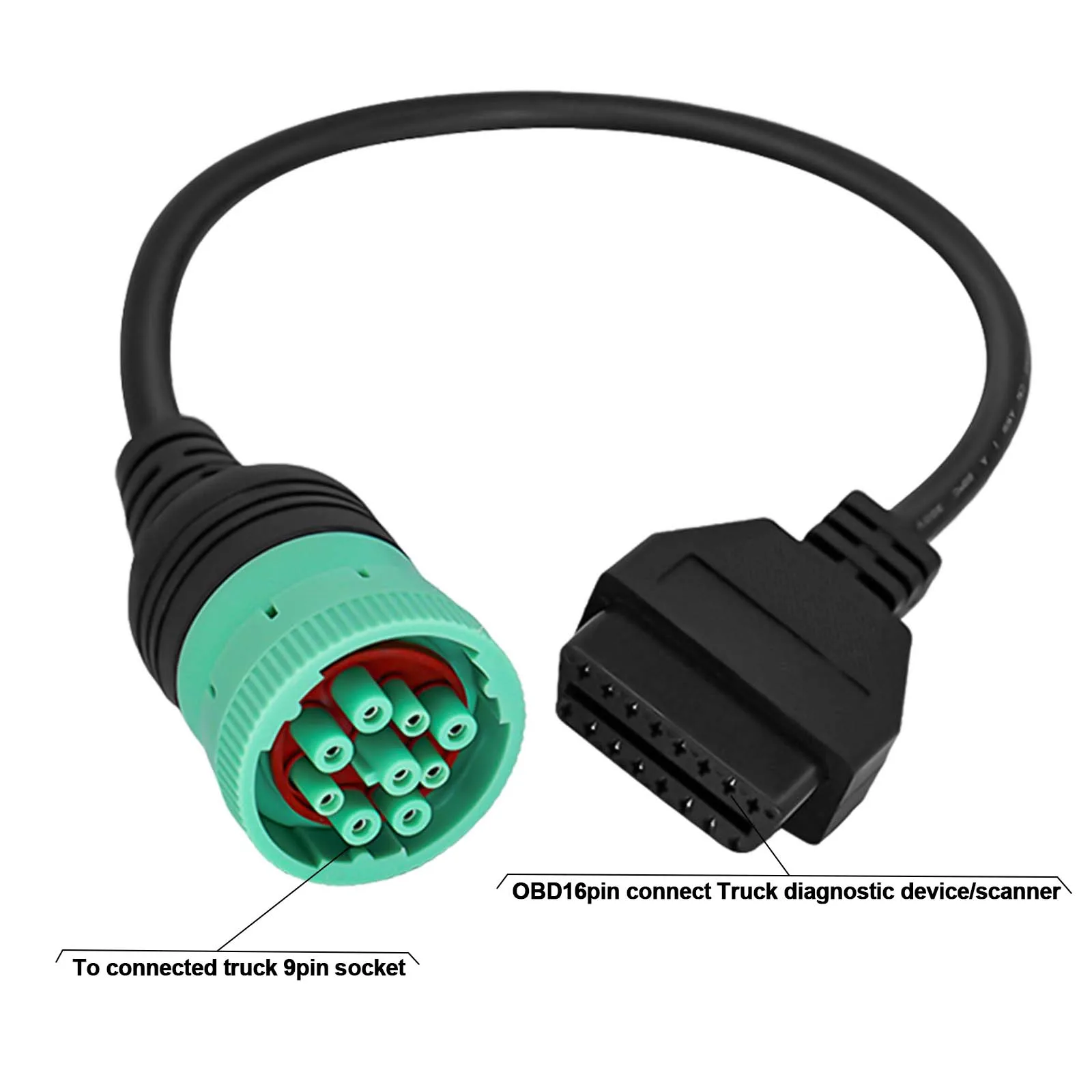 J1939 OBD-Kabel 9-polig auf 16-poliges Heavy Duty Truck OBD2-Diagnose-Adapterkabel für Cummins 0,3 m J1939 OBDII-Konverter-Anschluss – Detail 4