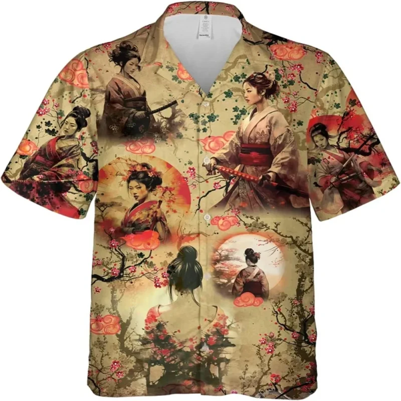 Samurai 3d Printing Beach Shirts Short Sleeve Hawaiian Shirts Men Women Blouses Graphic Shirt Streetwear Camisa Female Clothing