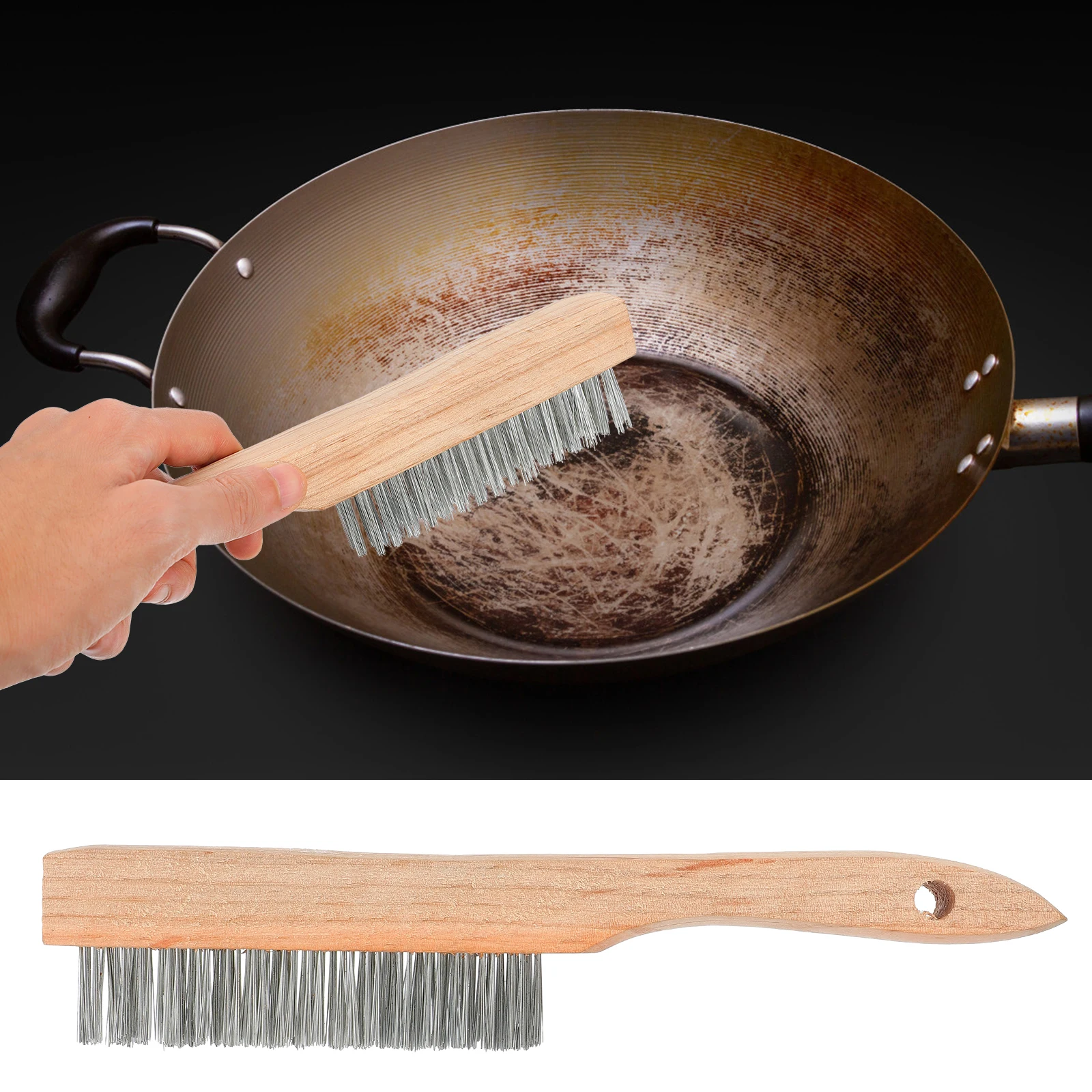 

Steel Wire Brush Comfortable Wooden H for Cleaning Rust Removal Tools Long Lasting Wire Brushes Home Essentials