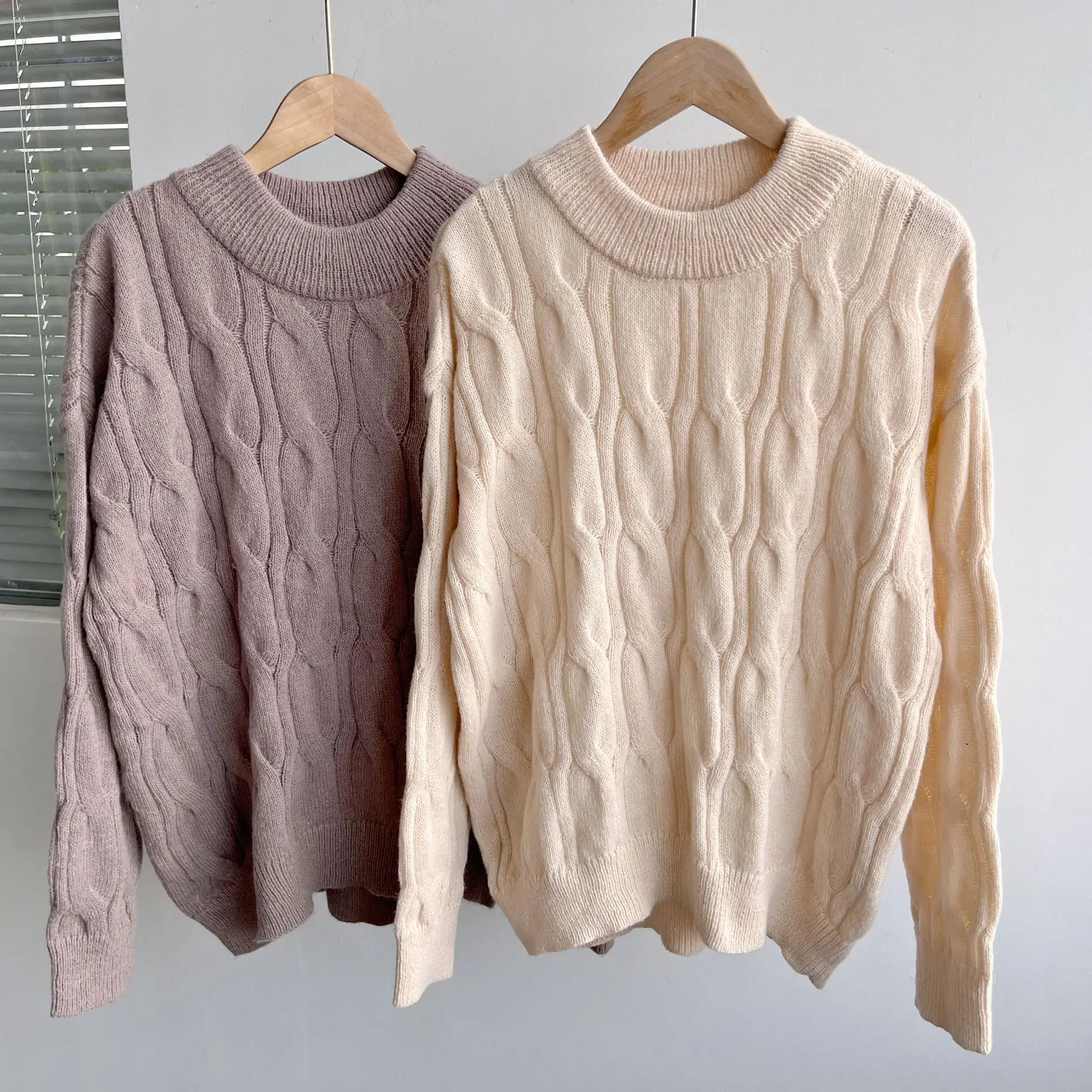 

Свободный женский вязаный свитер Faion, мягкий круглый трикотаж Ne Twist, весна 2024, повседневная внутренняя одежда, D253, корейский слей