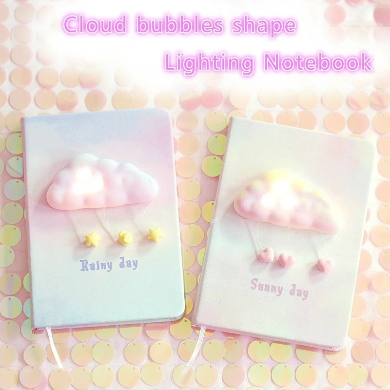 

Handbook Girl Lovely Diary Book Cloud Shape Lighting Notebook Creative Notebook