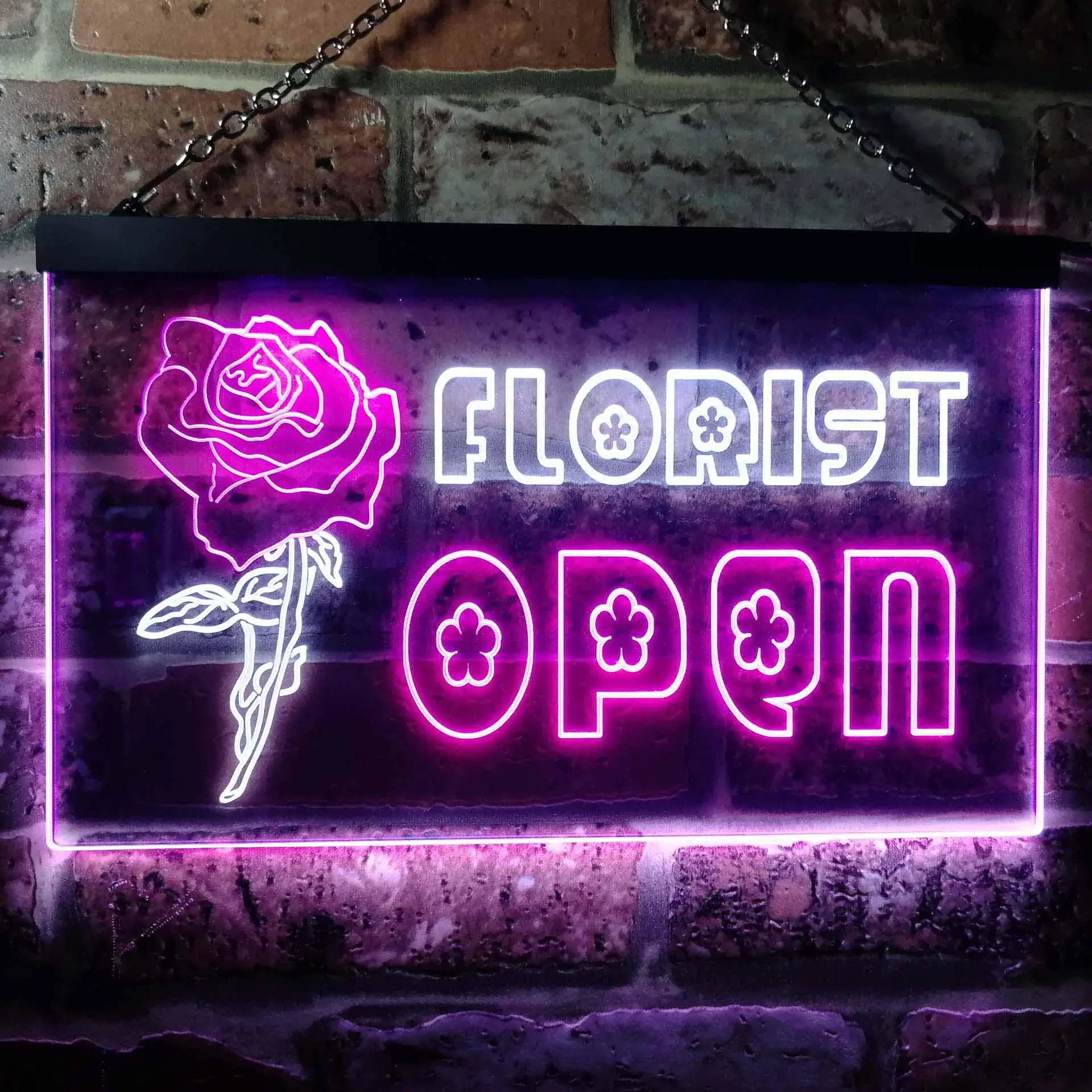 Florist Flower Open Dual Color Led Neon Sign st6-i0161