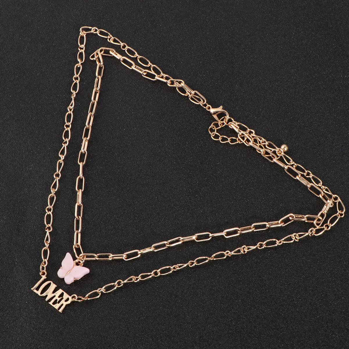 

Acrylic Butterfly Double Layers Hanging Chain Double Layers Chain Women Fashion Durable Hanging Pendant Jewelry Gift