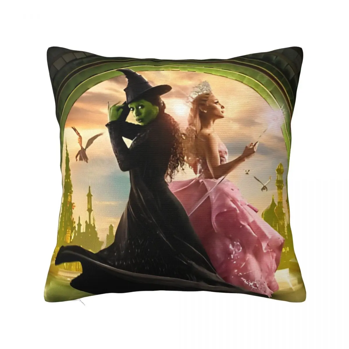 Wicked Elphaba & Glinda Square Pillow Case Musical Movie Cushion Covers Creative Zipper Decorative Pillowcase for Sofa 40*40cm