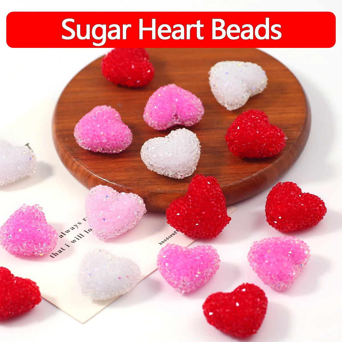 18*20mm Mixed Color Sugar Acrylic Heart-Shaped Beads Spacer Loose Beads For Jewelry Bracelets Necklace Making DIY Accessories