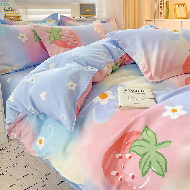Plant Cashmere Thickened Brushed Duvet Cover, Soft Skin-Friendly Zipper Bedding Quilt Cover, Multiple Cute Prints for Bedroom