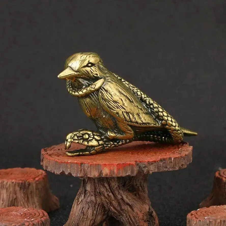 Antique Brass Copper Bird Entangled By A Snake Small Ornament Animal Miniatures Figurine For Home Decor And Desktop Decoration