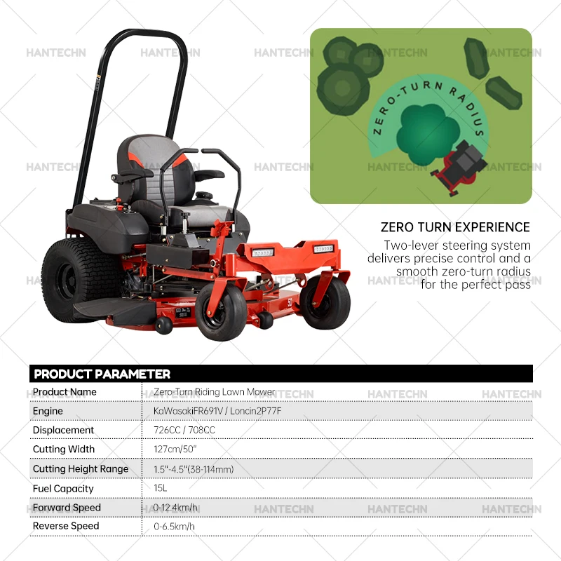 Hot Selling Riding Lawn Mower  Commercial 726cc Zero Turn Lawn Mower Ride on Mower for Grass Cutting