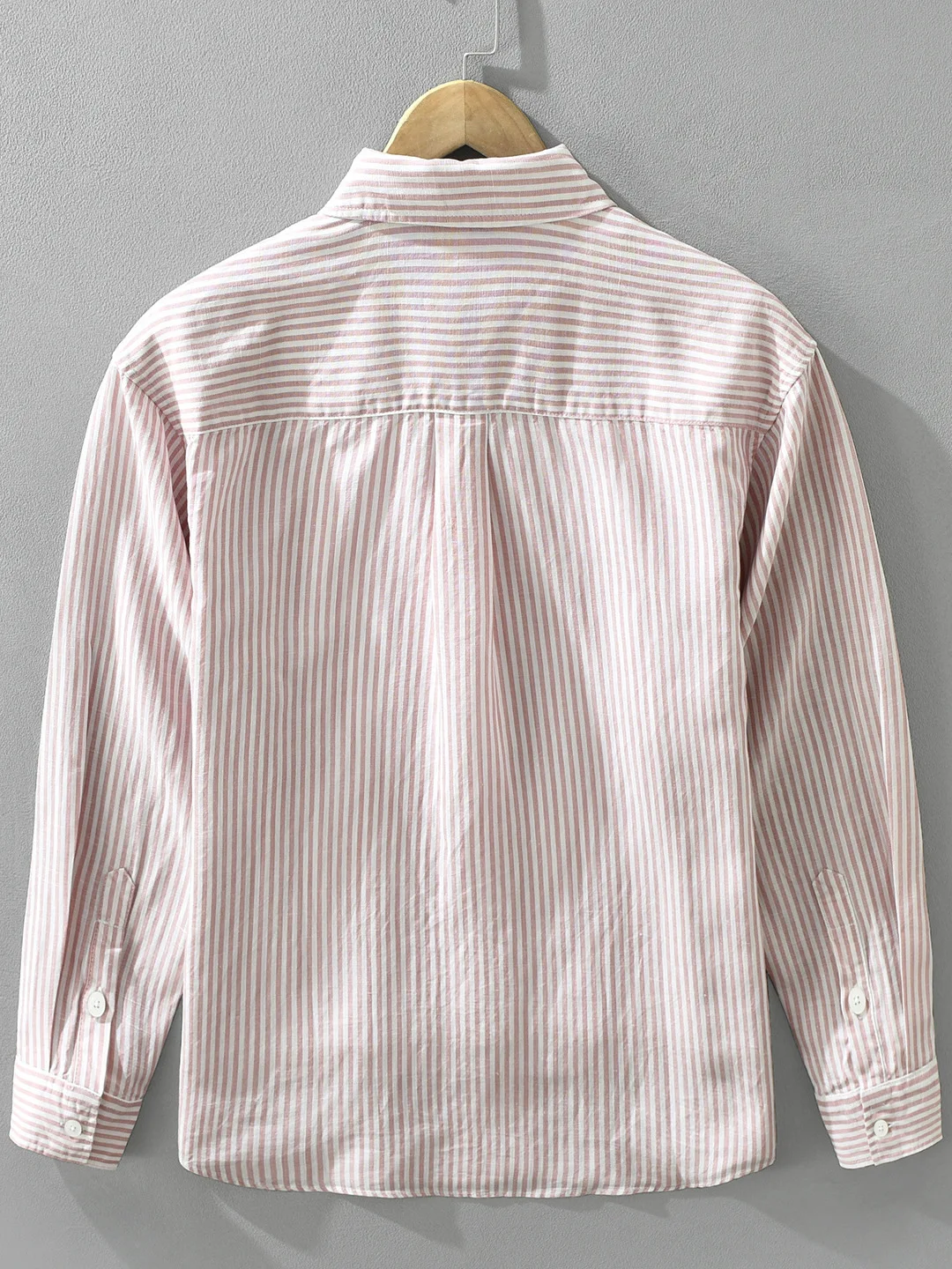 Men's Casual Long Sleeve Shirt Linen Lyocell Blend Vertical Stripes Loose Fit Pocket Detail Daily Wear Autumn Fashion