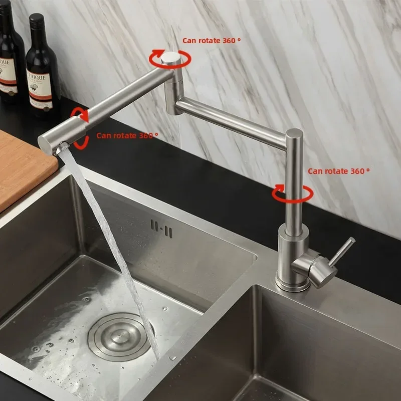

304 stainless steel brushed 360 degree rotating foldable extended sink vegetable basin kitchen hot and cold faucet