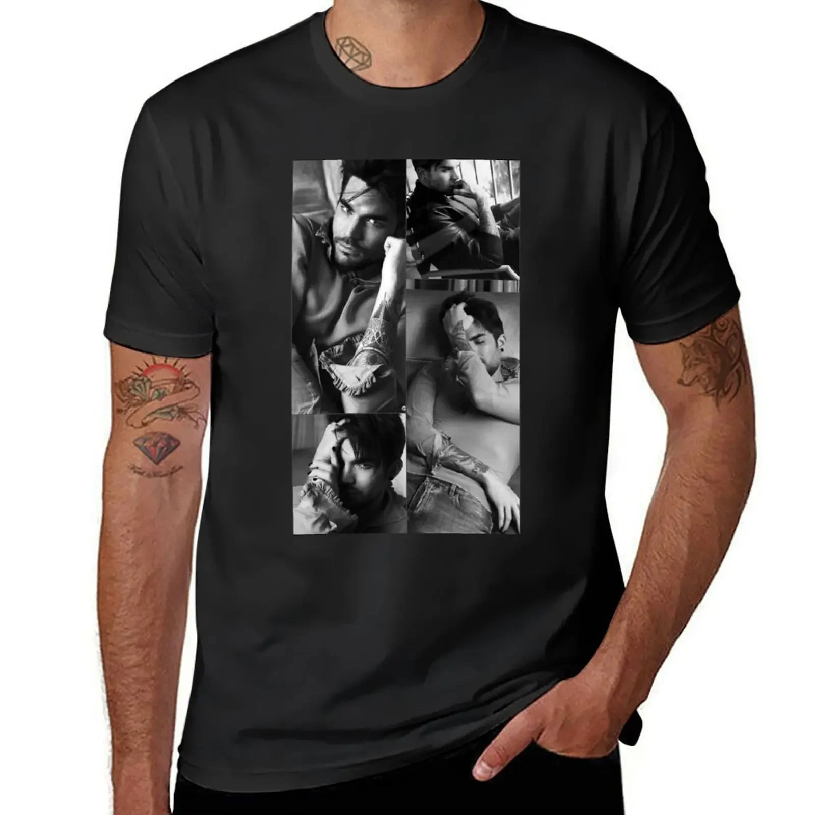 

B&W Adam Lambert T-Shirt cotton man t-shirts clothes mens tall t shirts