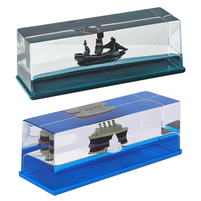 Fluid Liquid Drift Bottle Cruise Ship Model Acrylic Gift Floating Boat Fluid Cruise Ship That Never Sinks Model Decoration