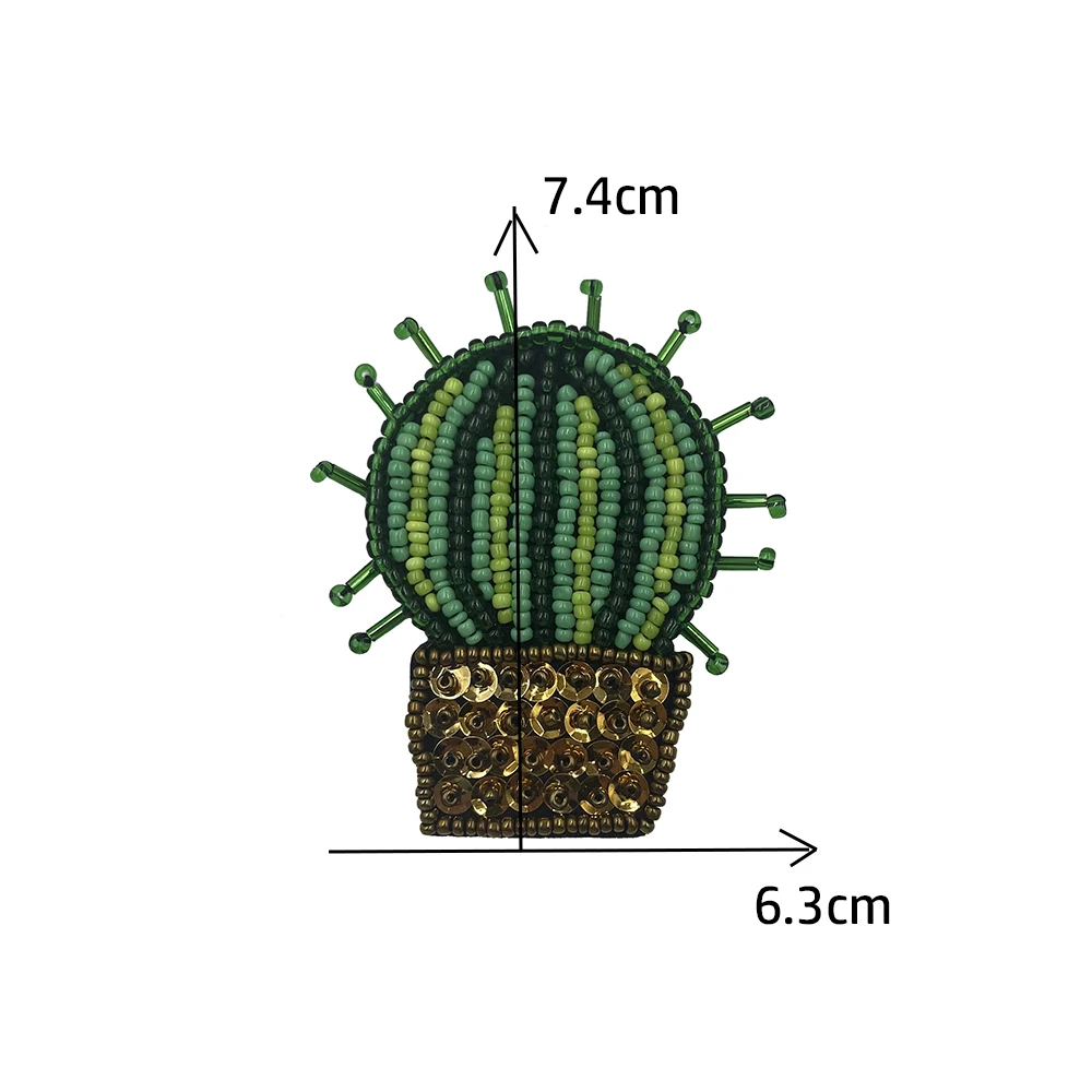 Handmade Cactus Plant,coconut tree, cabbage Bead Sequin Sew on Patches Applique Badge Craft for Clothes Trousers Bag Accessories