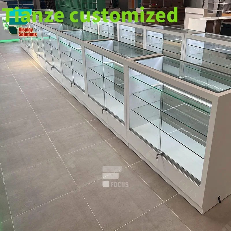 

(customized)Retail Cigar Store Factory Countertop Display Racks Cabinet Showcase Glass Shelves Smoke Shop Wood Display