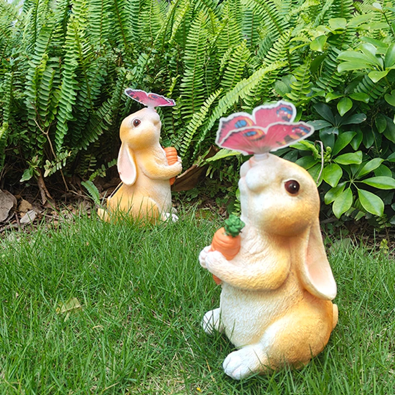 Solar Resin Rabbit Light Outdoor Garden Decoration Bunny Lights Waterproof Landscape Yard Lantern Ground Lamps Terrace Lawn Lamp