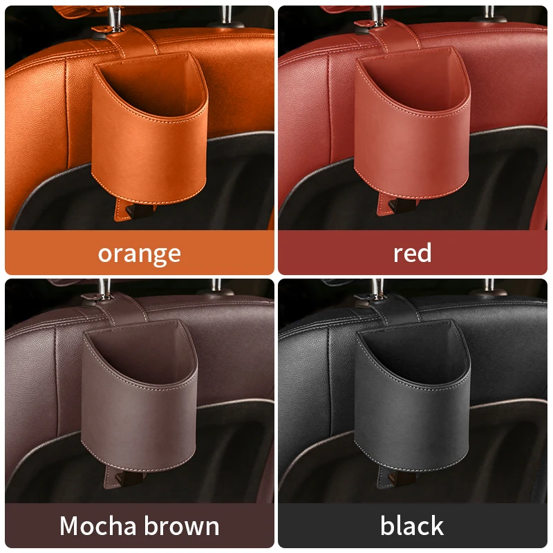 

All Inclusive Water Cup Hook Car Hook Storage Box Seat Back Milk Bottle Beverage Cell Phone And Box Bag Universal New PU Leather