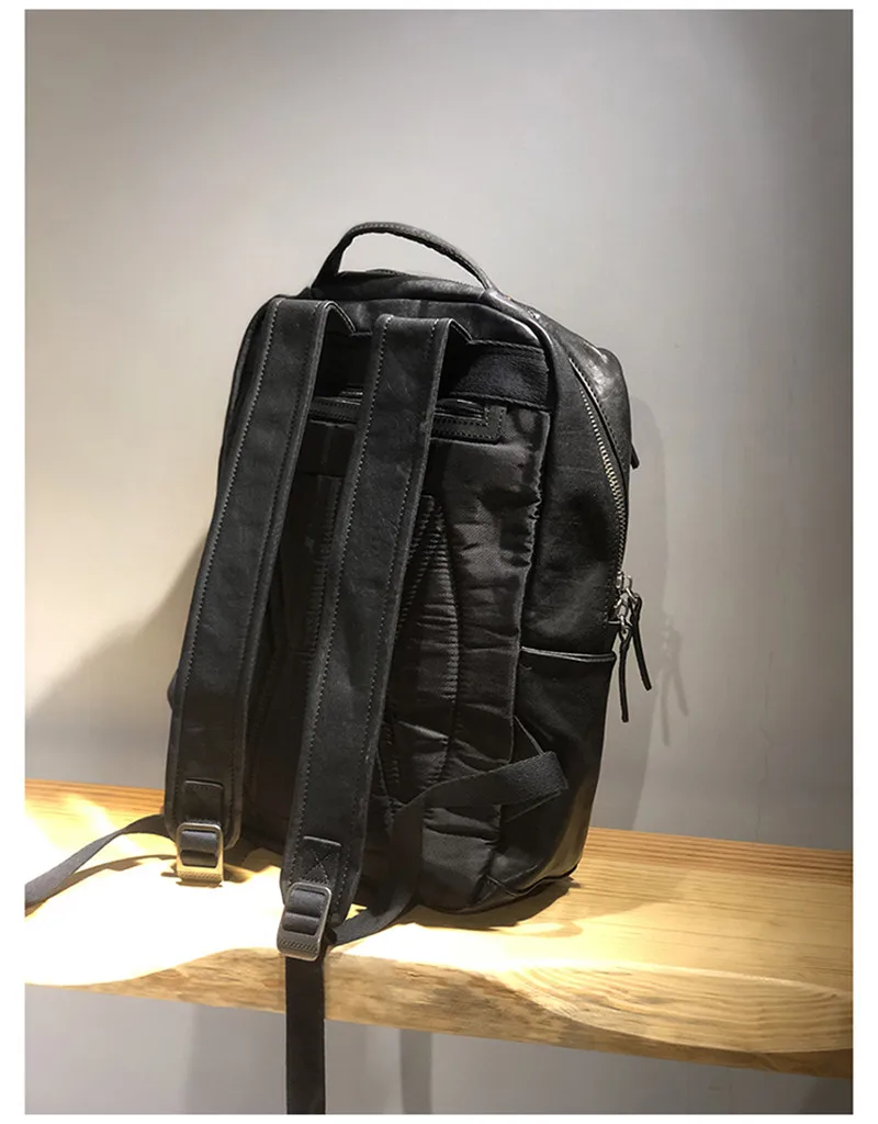 Moda de luxo couro genuíno das mulheres dos homens mochila preta viagem ao ar livre alta qualidade natural real trabalho portátil bagpack