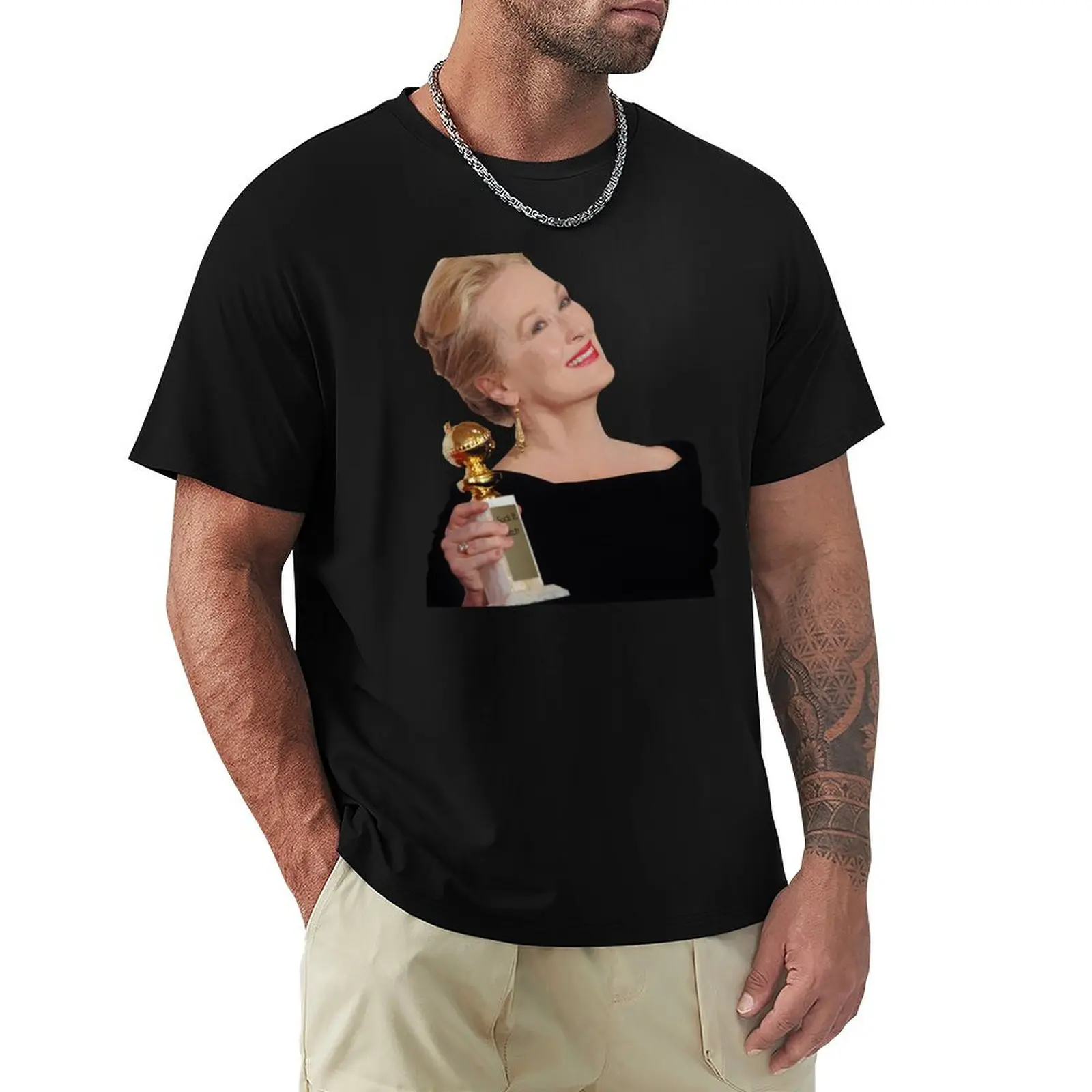 Meryl Streep: All The Awards T-Shirt Basic All Season Solid T-Shirt