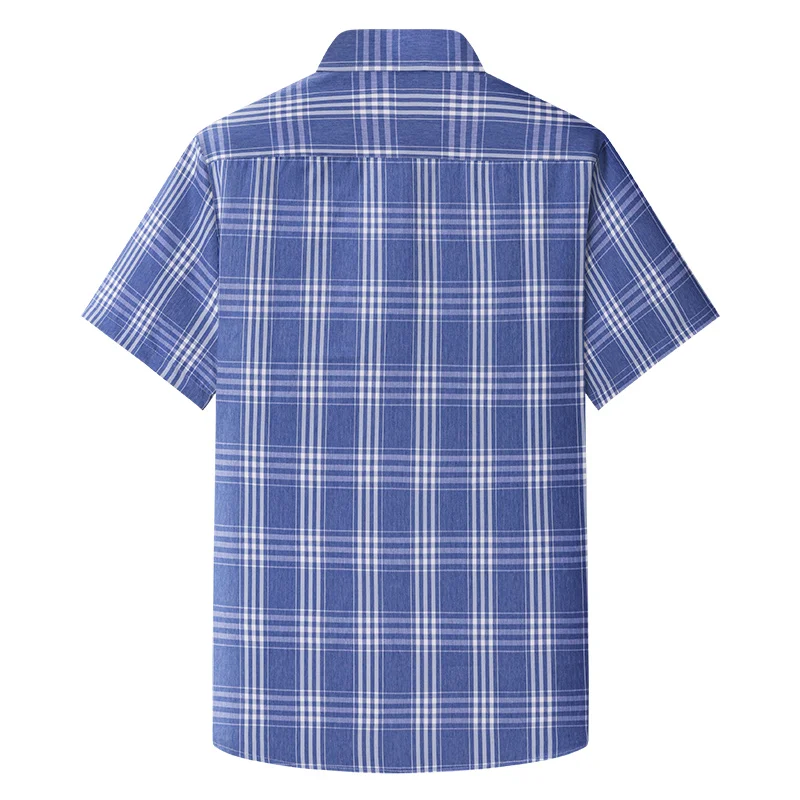 Camisa de manga corta para hombre, Camisa lisa ajustada de talla grande, 100% algodón, ropa suave a cuadros, novedad de verano, envío gratis