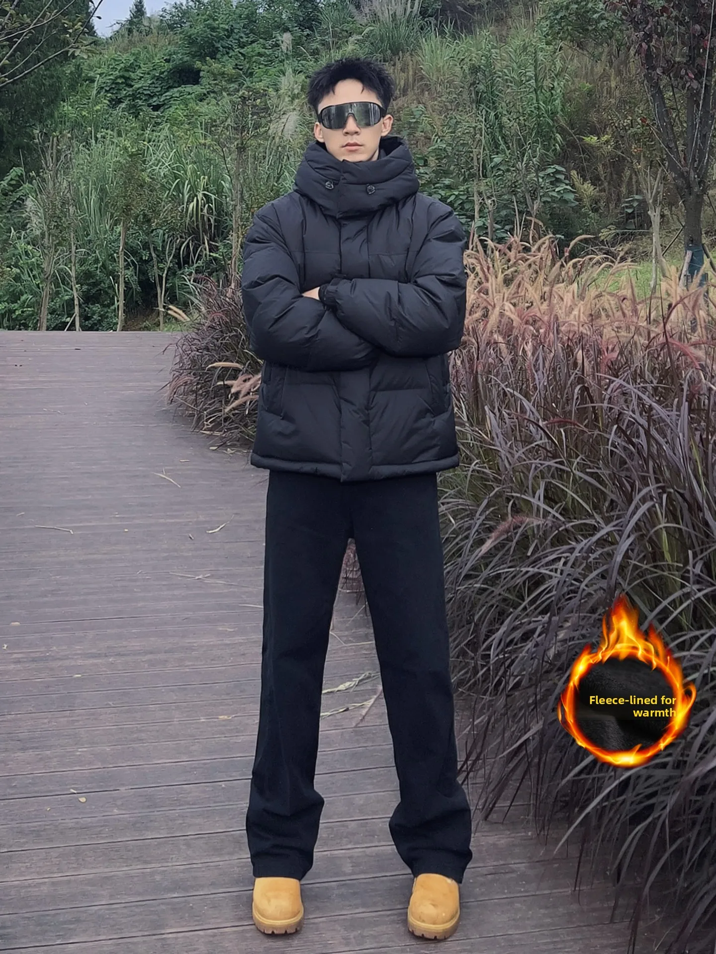 

Bla Fce Lined Men's Jeans Cleanfit Rise Straight Leg Jeans for Boots Autumn Winter Casual Wear Youth Zipper Fly