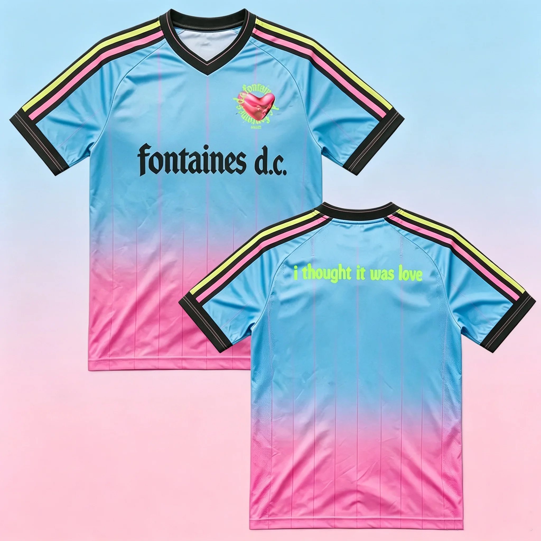 New Fontaines D.C. Band V Neck Jersey Summer Fashion Breathable Quick Dry Soccer Shirt Unisex High Street Short Sleeve Loose Tee