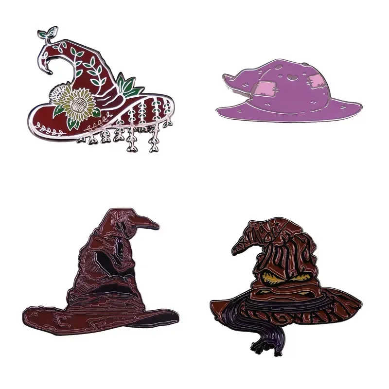 

Pretty Magic Hat Enamel Pins Wizarding World Sunflower Witch Hat Lapel Brooch Hoodie Backpack Hat Decorative Accessories