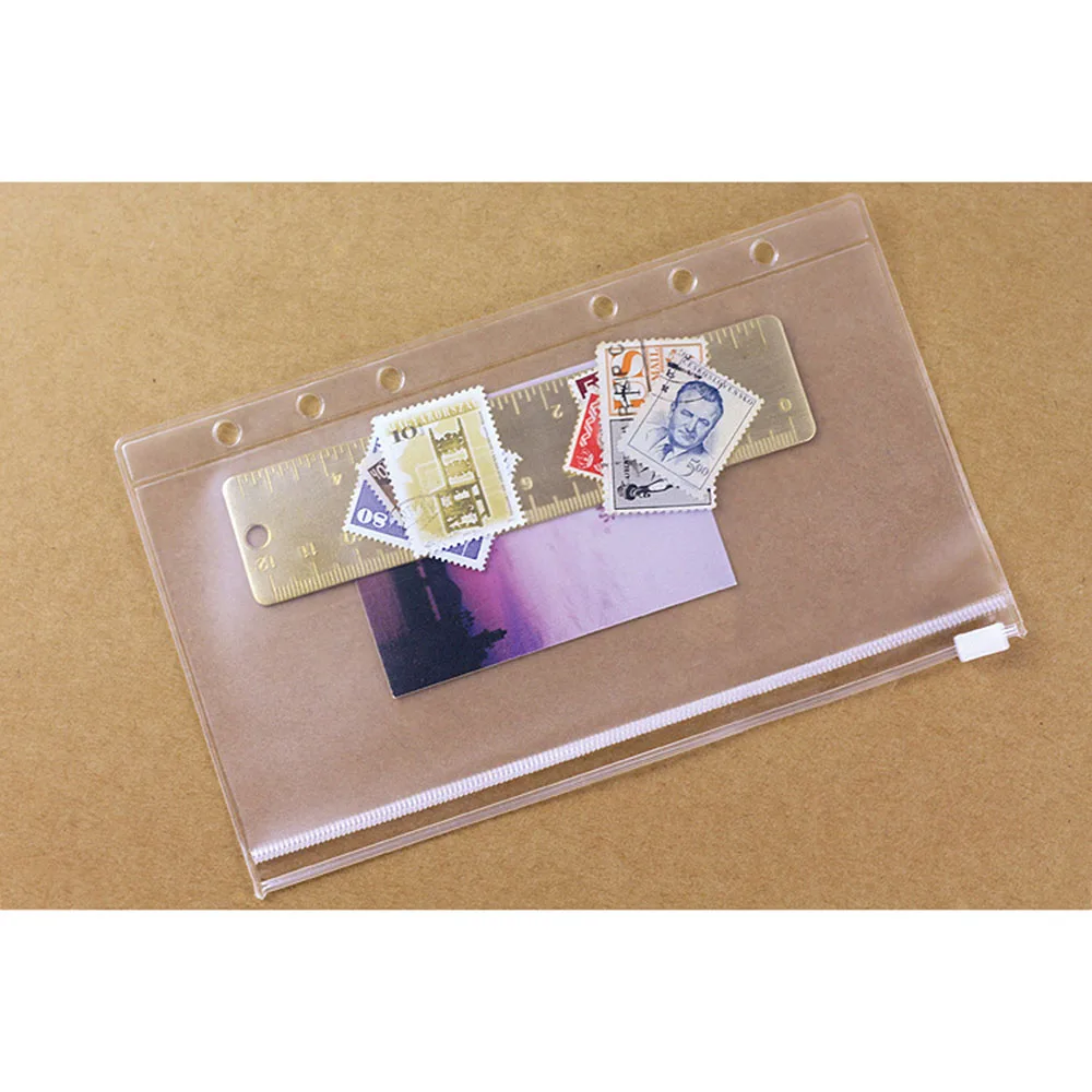 A5/A6/A7 Size Plastic Zip Lock Storage File Card Pack Envelope Zipper Wallet Insert Refill Organiser Spiral Plan Bag