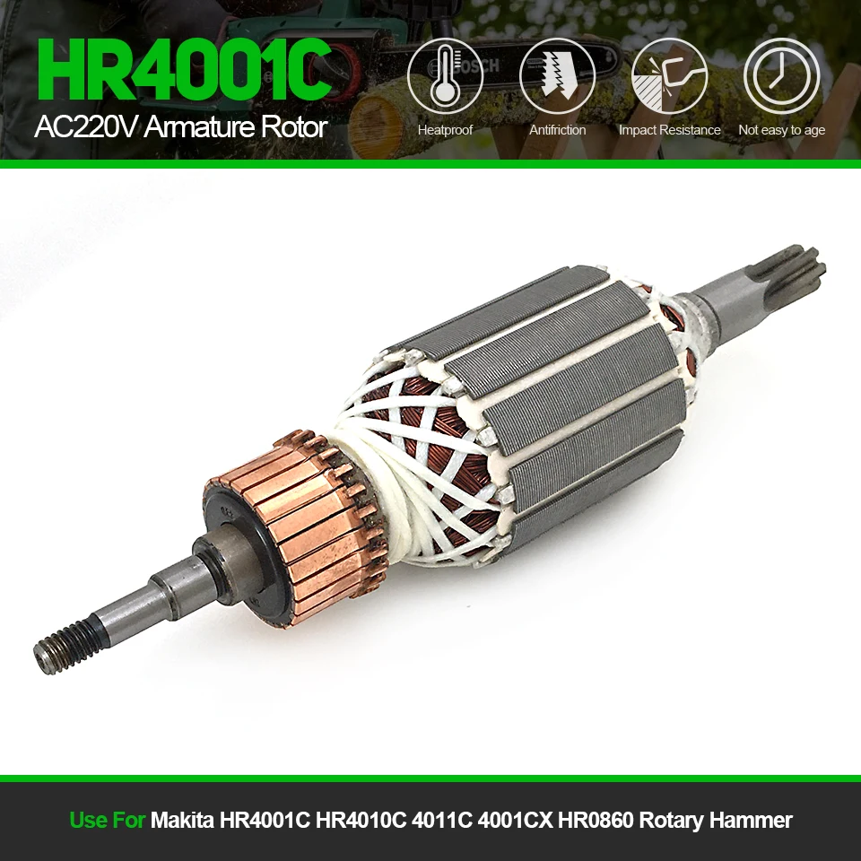 1Pc AC220V Armature Rotor Replace For Makita HR4001C HR4010C HR4011C HR4001CX HR0860 513631-1 4100C Rotary Hammer Accessories