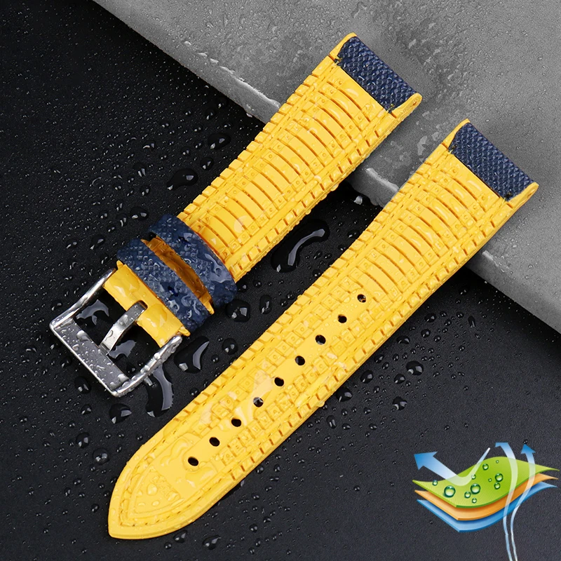 Silicone bracelet for citizen Blue Angel Sky Eagle 2nd generation JY8020/8078 carbon fiber pattern nylon watch strap 22mm chain