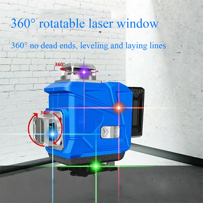 12/16 Line 4D Laser Level 360° Self-Leveling Horizontal And Vertical Super Powerful Red Green Blue Purple Line Laser Level Tools