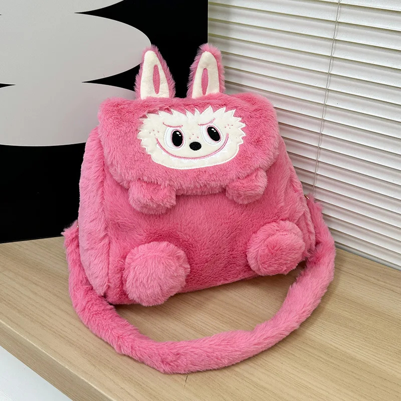 Nuevo lindo bolso de hombro Labubu, mochila de muñeco de peluche de dibujos animados, bolsos cruzados para niñas, bolso de mano de los monstruos Labubu, bolsa de viaje al aire libre, juguete