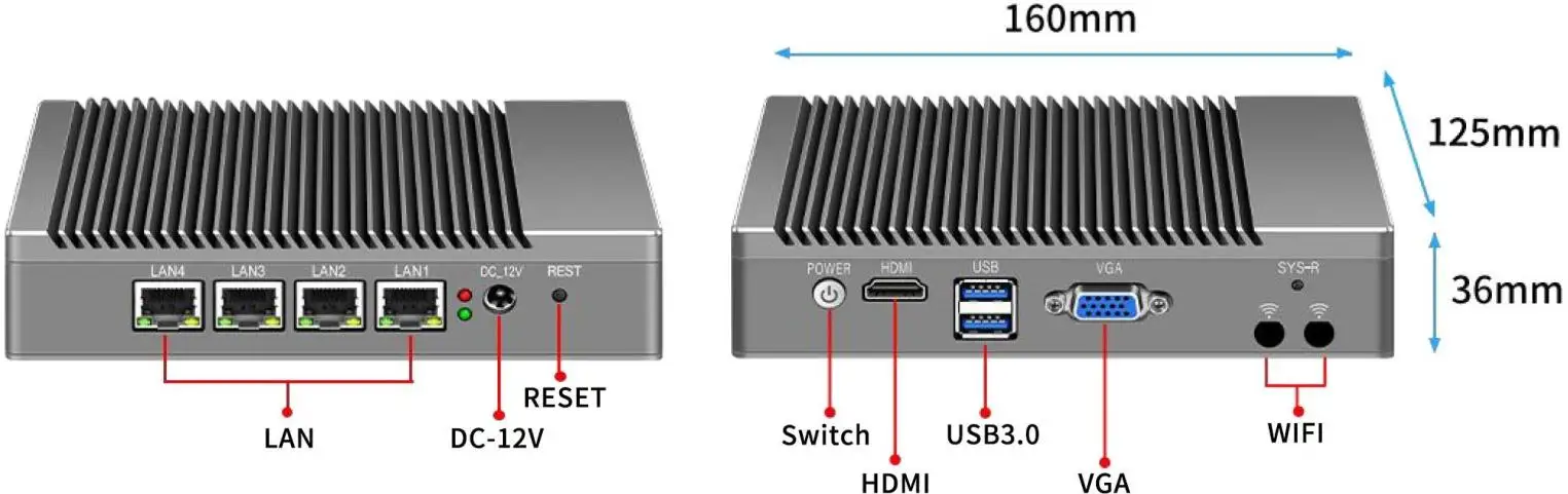 جودة عالية J1900 صندوق الكمبيوتر 4 * LAN عرض كمبيوتر صغير مباشر DDR3 أمن الشبكة للصناعية الجديدة AU CN #5