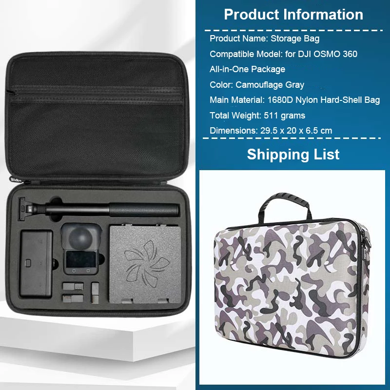 

Carrying Case for DJI Osmo 360, Hardshell Storage Bag Waterproof Travel Case Bag Large Capacity Storage Bag Camera Accessories