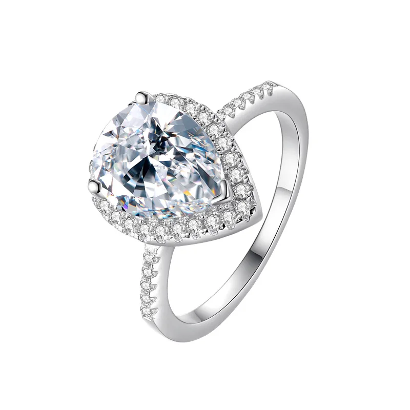 

Teardrop Pear-Shaped Ring Moissanite 5Ct Women's PT950 Platinum - Diamond-like sparkle, classic pear, fine platinum craft
