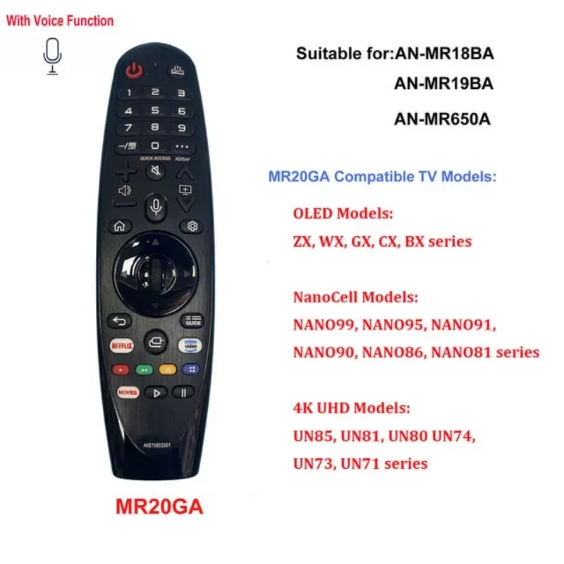 Pilot głosowy do telewizora AN-MR18BA AN-MR600 AN-MR650A AN-MR19BA MR20GA do telewizorów LED OLED UHD Smart TV 43UJ6500 43UK6300 UN8500 UM7600 — zdjęcie produktu 3