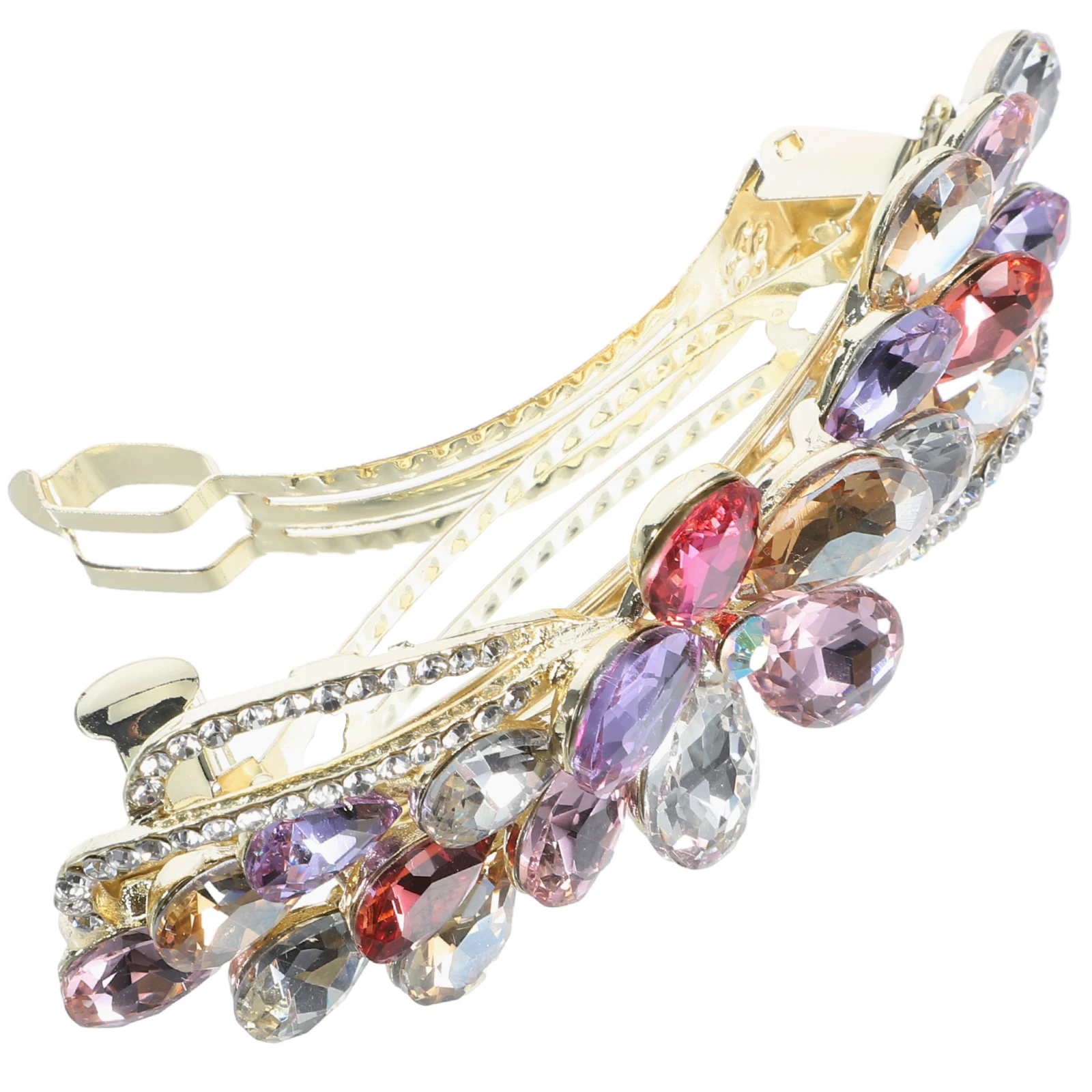 

Rhinestone Hair Clip Women Elegant Spring Hairpin Lightweight Metal Hair Accessories for Wedding Birthday Prom Daily Wear