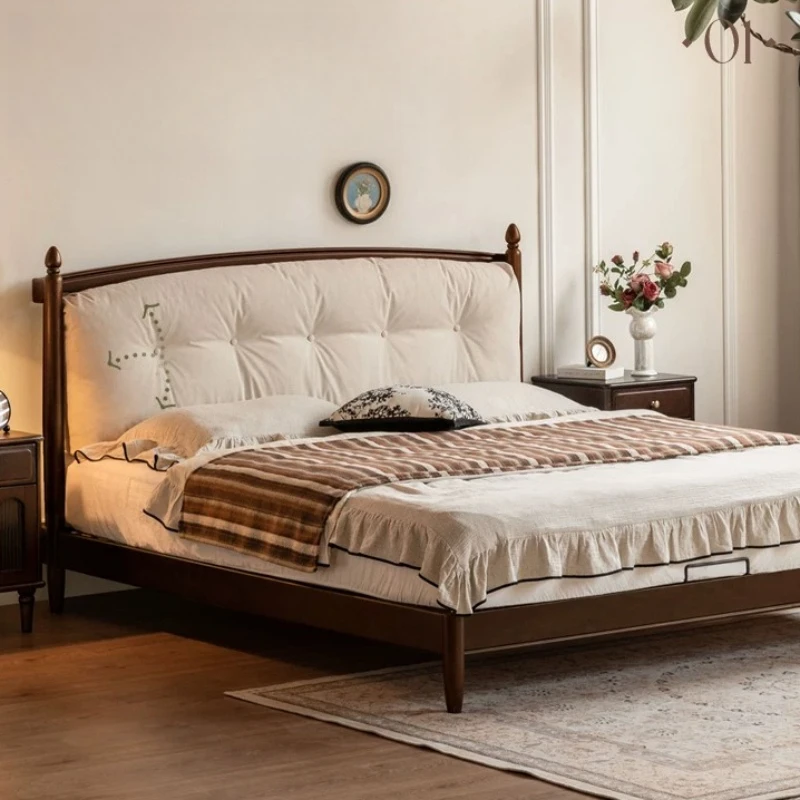 Aesthetic Vintage Beds Unique Leg Support Nightstands French Beds Upholstery 180x200cm Muebles Para Dormitorio Furnitures
