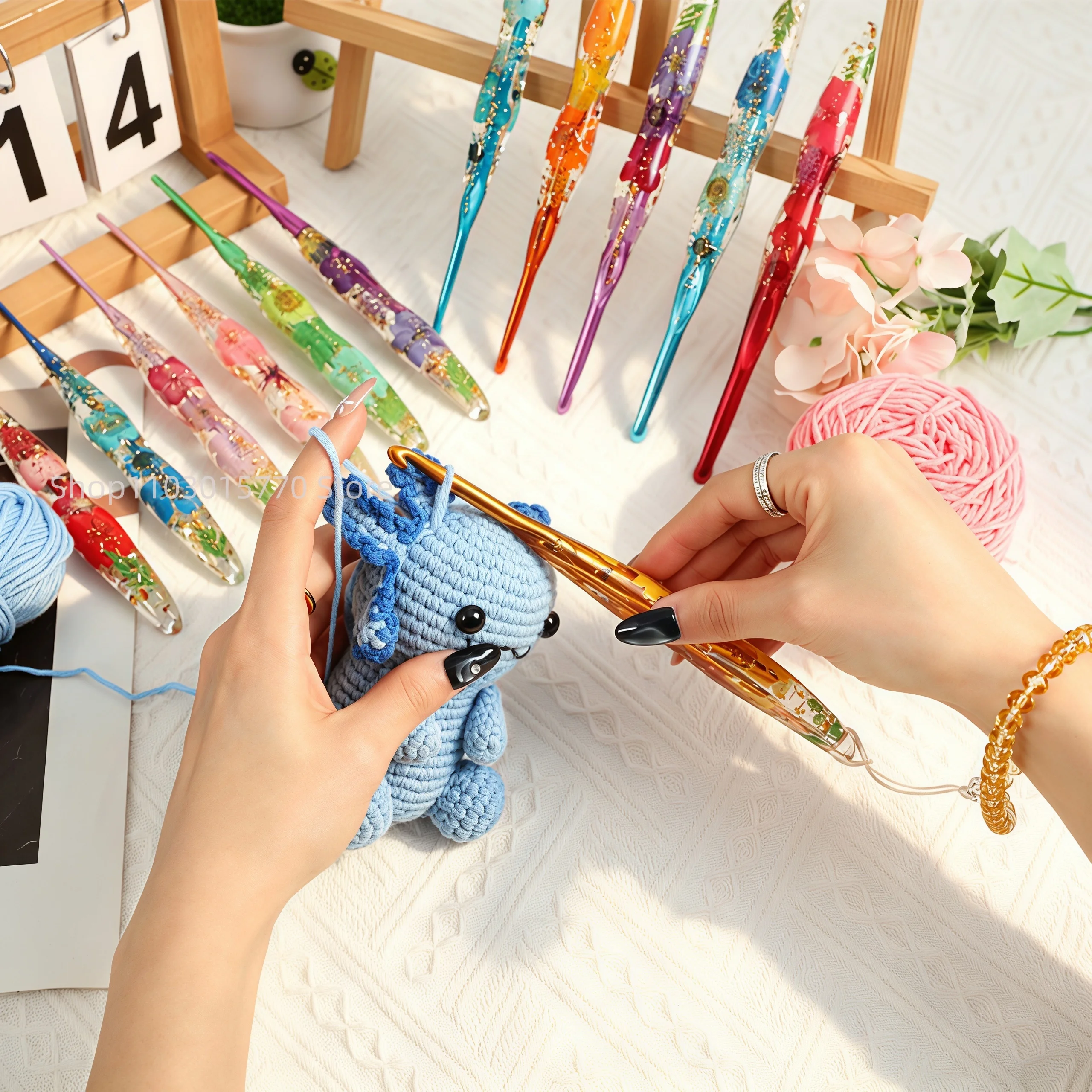 Creative Gourd Shape Resin Crochet Hooks 2.0-8.0mm Knitting Tools Ergonomic Non-Slip Handle Yarn Weave Knitting Needle DIY Craft