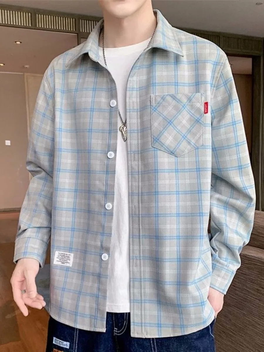 

Retro Plaid Men's Spring Autumn Loose Casual Long Sleeve Shirt Stylish Trendy City Walk Outerwear Classic Collar Regular...