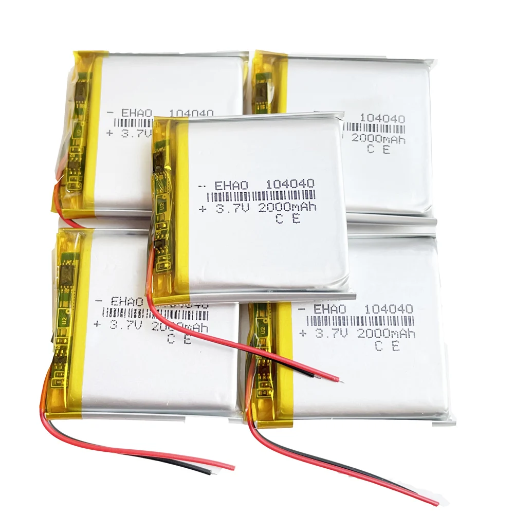 5 PCS 3.7V 2000m Lithium Polymer LiPo Rechargeable Battery 104040 For GPS DVD Mobile Phone Smart Watch Massager PAD E-books