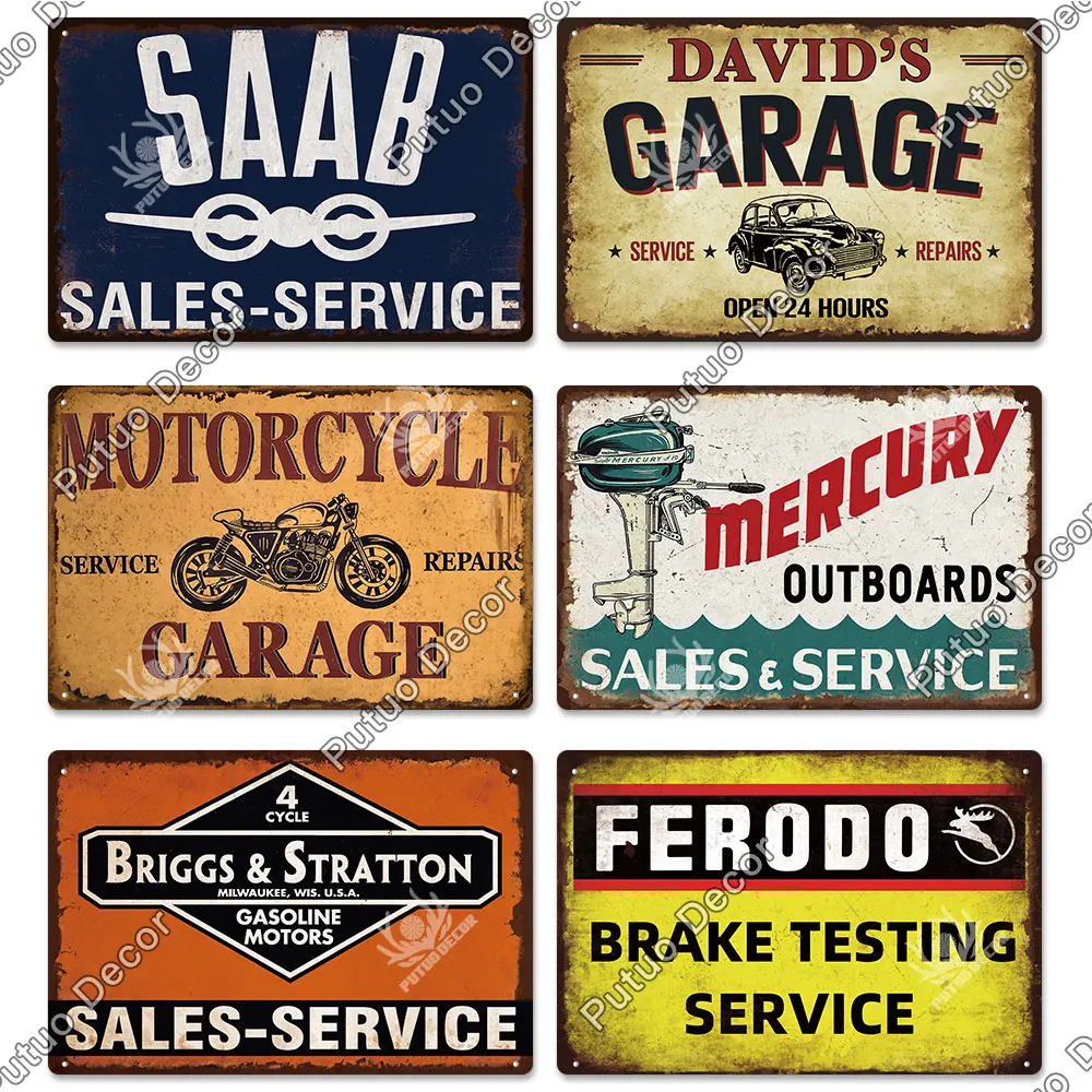 Putuo Decor Motor Car Sales Parts Service Tin Sign Plaque Metal Vintage Wall Decoration For Garage Club Man Cave Wall Decor