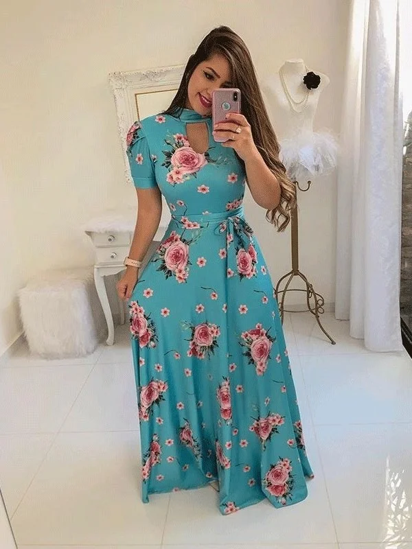 Europe And The United States Spring And Summer Fashion Sexy Printed Dress  Women