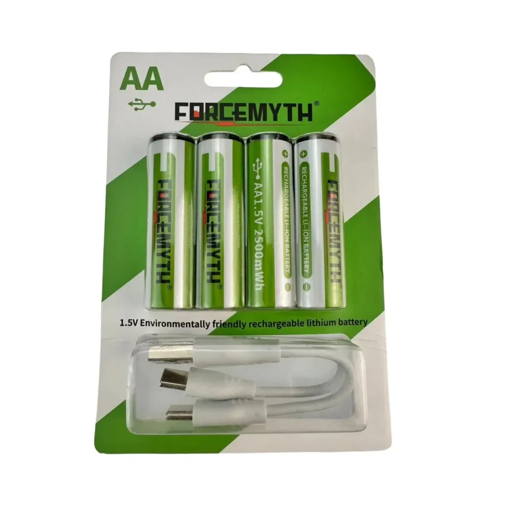 Rechargeable Battery Lithium-ion AA (PN) Capacity 2500 MAh Battery, Recharges Via USB Type-C Cable - Lithium-ion