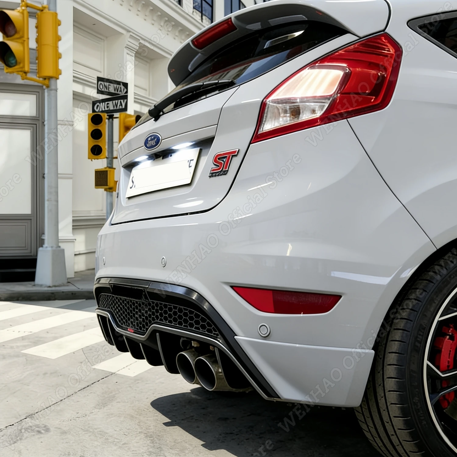 

Диффузор заднего бампера ABS Maxton Style, глянцевый черный, для Ford Fiesta MK7 ST 3-дверный хэтчбек 2013-2017, тюнинг-комплект для рестайлинга