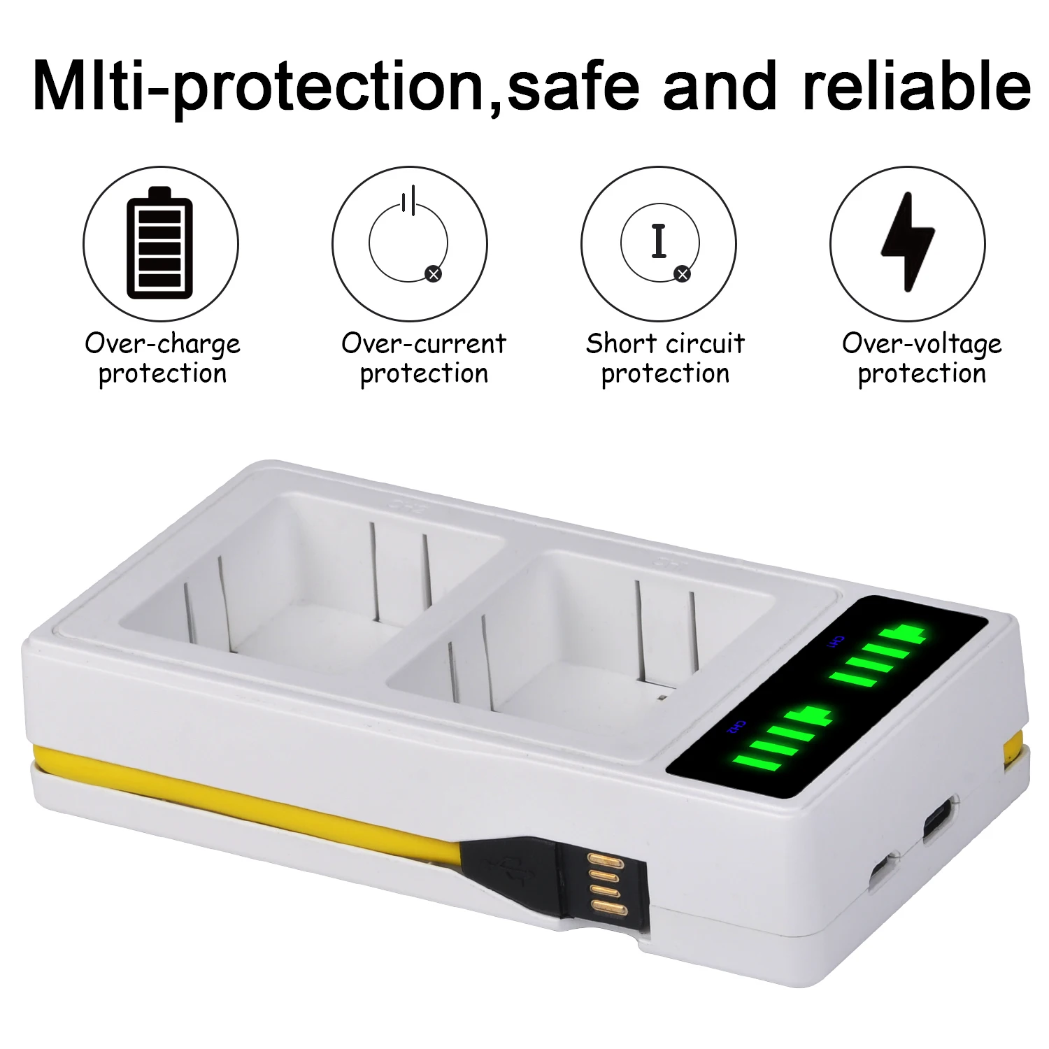 2440mAh A1 Rechargeable Battery + LED USB Dual Charger for Compatible for Arlo Pro/Arlo Pro2 Camera Battery