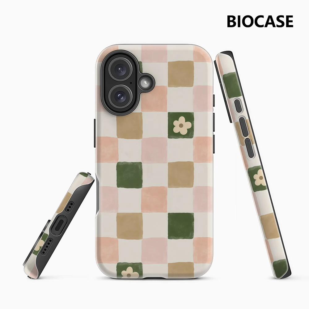 Blumen Bunte Schachbrett IPhone 17 Must-Haves Handyhülle für IPhone 17 16 15 14 13 Pro Max Plus Doppelschichtige Rückseite
