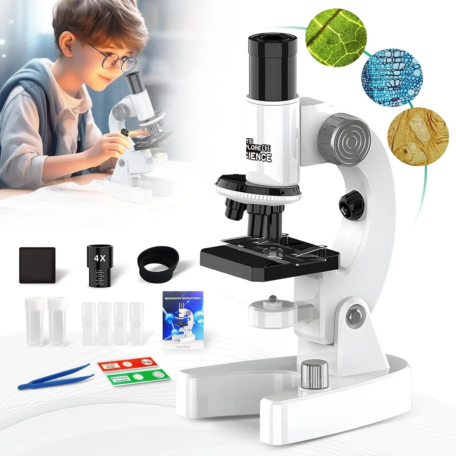 4800x HD Childrens Microscope Elementary School Children Science Experimental Biology Microscope Digital Microscope