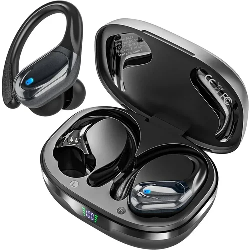Imagen 1 del producto Auriculares inalámbricos Bluetooth 5,4, auriculares estéreo, micrófono con cancelación de ruido ENC, auriculares impermeables IPX7 con gancho