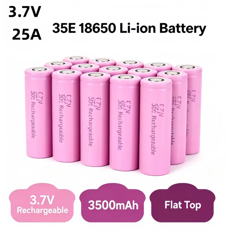 

Premium 18650 Flat Top Battery 3.7V 3500mAh 25A Discharge Full Safety Protected High Performance Lithium Battery